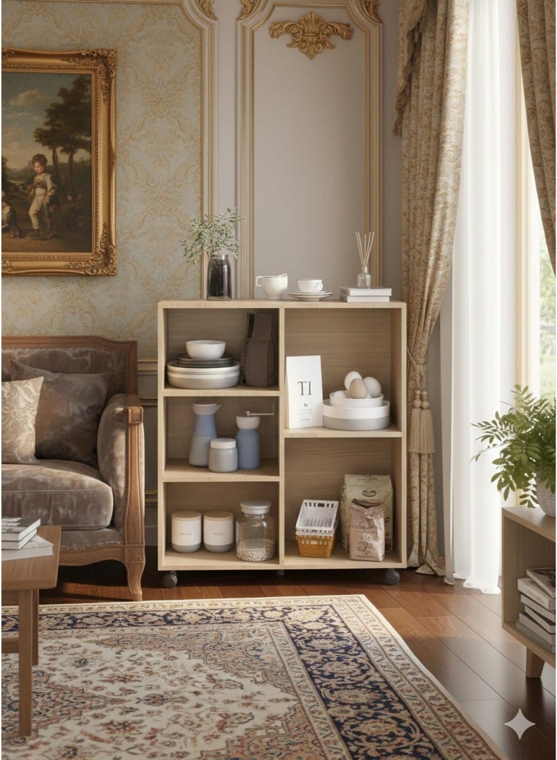 إكسبرت خزانة متحركة متعددة الوظائف لركن القهوة مع أرفف تخزين مفتوحة، مثالية لمكتب المنزل أو المطبخ لون بني - Image 1